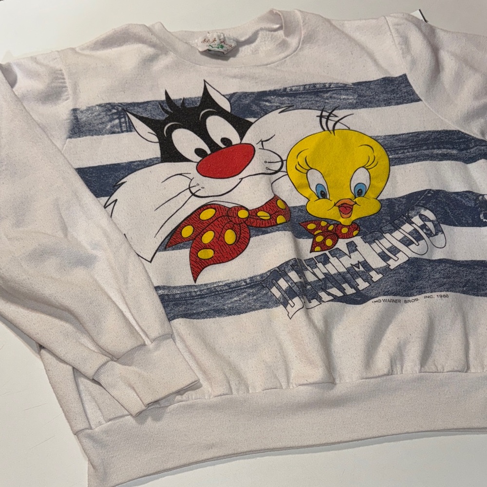 Vintage 1988 Looney Tunes Sylvester and Tweety “Denim Duo” Sweatshirt